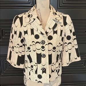 Trina Turk Black and Cream Patterned Blazer